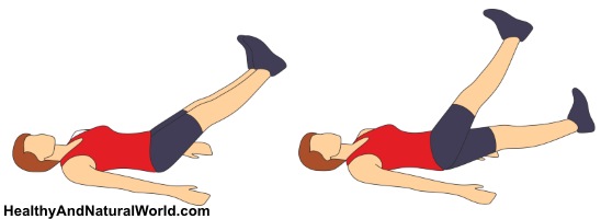 Test your core stability and thigh strength by moving just your legs in multiple directions. Lying on your back, arms down by your sides, raise your feet about a foot off the floor (A). With control, scissor your legs up and down for 10 reps (B). Without resting, now scissor-kick side to side (alternating which foot crosses over top at the center) for 10 more (C). Repeat for 3 sets, trying not to drop your legs in between.